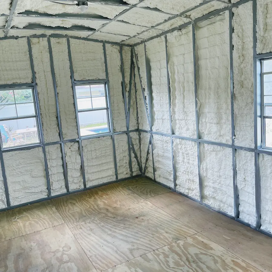 Closed-cell spray foam insulation applied to wall cavities in a residential project in Nappanee